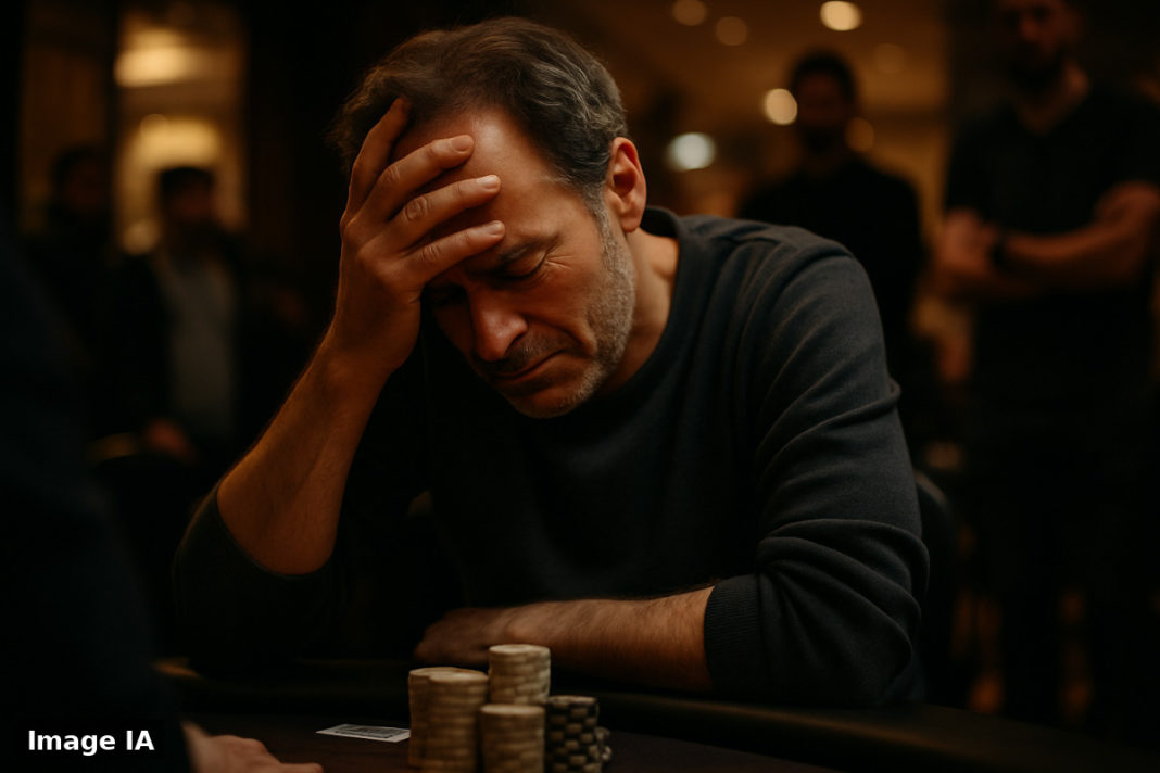 Pierre Chevalier brandissant son trophée WSOP Circuit Paris après sa victoire au Main Event.