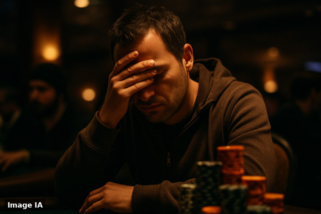 Mario Boos triumphant au WSOP Main Event de Las Vegas, tenant son chèque de 1,25 million.
