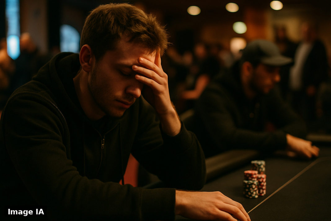 Nolan Kapitan de Gasny souriant à sa table de poker, jetons devant lui.