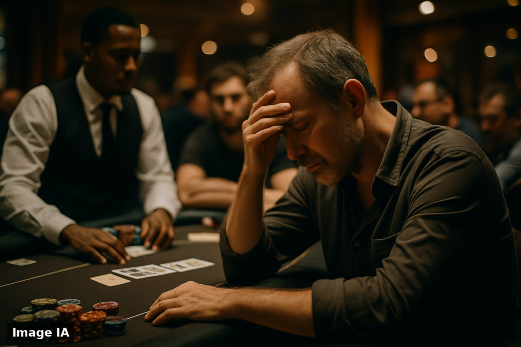 Des joueurs de poker concentrés autour de tables vertes à Cannes en octobre.