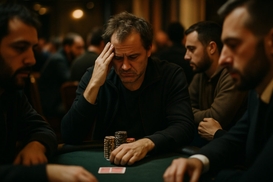 Joueurs au Championnat de France de poker 2026, cartes et jetons sur table.